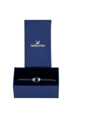 Swarovski Revolution Blue Woven Leather Men's Bracelet # 1180826 Retired Boxed